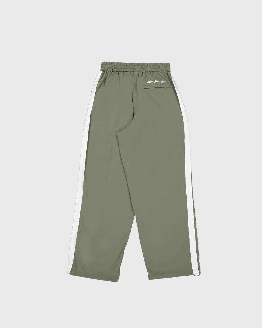 Olive Nylon Track Pants - Image 6